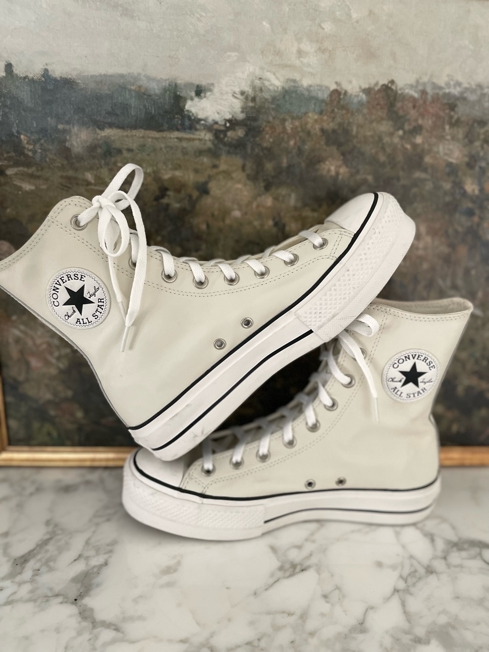 CONVERSE Chuck Taylor XHi‎ Extra High Top Size 9 Egret White Leather - Picture 1 of 8